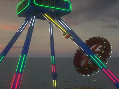 3D Funfair Crazy Vertical Rider model 3D model