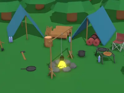 Camping Pack Low Poly Low-poly 3D model
