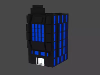 Hotel-Bank building with windows Free low-poly 3D model