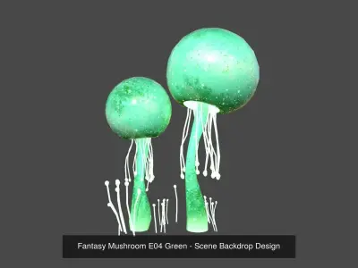 10 Fantasy Mushroom E Collection - Scene Backdrop Design 3D Model Pack