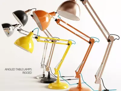 Angled Table Lamps Rigged 3D model