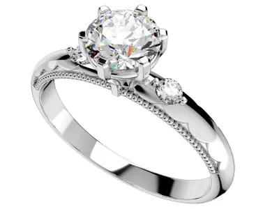 Engagement Ring Light Weight Solitaire Ring CAD Design-O-1-106 3D print model