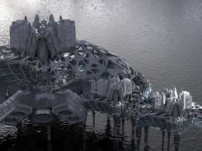 Dark Alien Hybrid base design Exterior 10 3D model