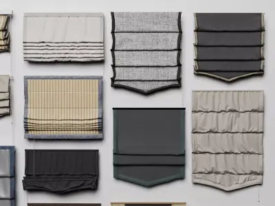 Roman Shades Blinds Collection Pack 3D Models Low-poly 3D model