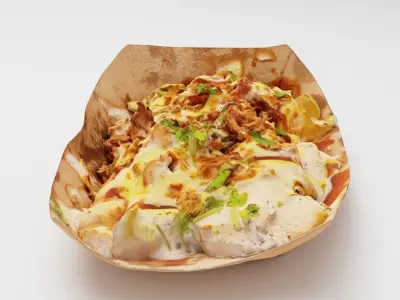 Potato dip dipping fried fry sauce with greens 3D model