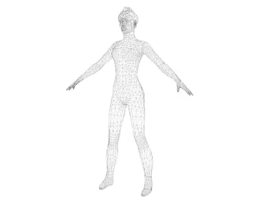 Female Robot Character Low-poly 3D model