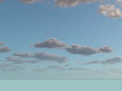 Sunny Cloudy Sky With Contrails 3D model
