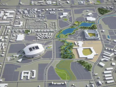 Arlington - Texas - City 3D Model Low-poly 3D model