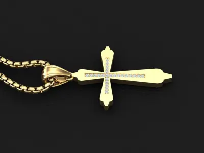 High Cross Pendant Light Gold 18K 3CP019 3D print model