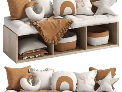 Decorative set of pillows for children 3D model