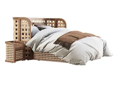 Sofia Rattan Double bed  3D model