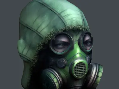 Gas mask helmet scifi Low-poly character art game space Low-poly 3D model get