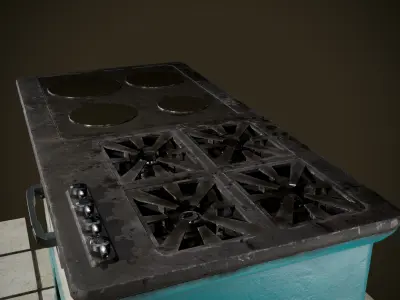 Old oven Low-poly 3D model