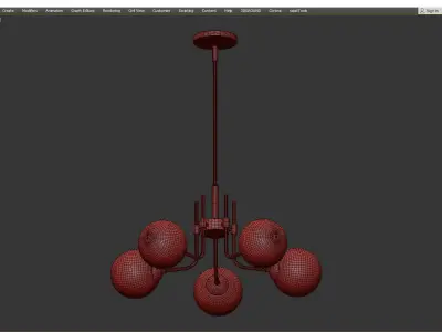MOTINI Modern Sputnik 5 light Pendant with Glass Low-poly 3D model