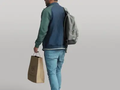 Humano Casual man walking and shopping 0407 3D model