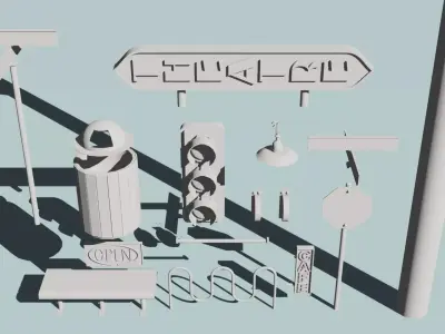 City Street Misc Asset Pack  3D model