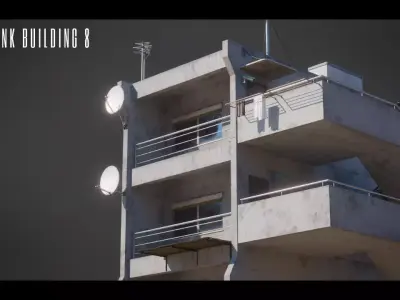 Dystopian Cyberpunk Building 8 Low-poly 3D model