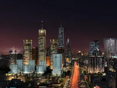 Big City Night Scene 3D model