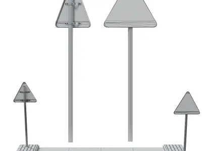 Speed bump with sign 3D model