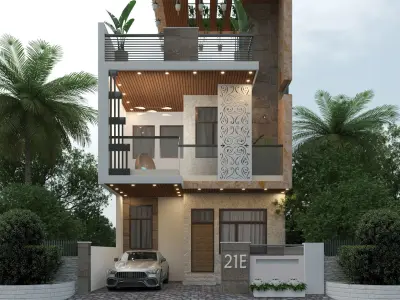 roadside stylish house exterior design  3D model