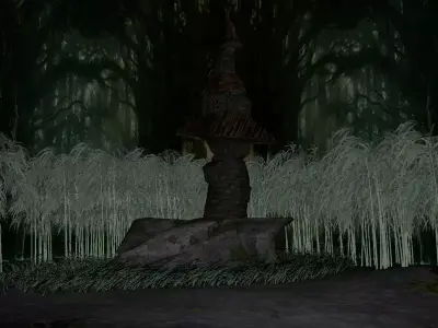 scary house in jungle Low-poly 3D model