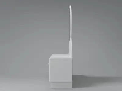 3D model of a vintage dresser with round mirror three drawers 3D model