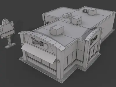 Wendys Restaurant Low-poly 3D model