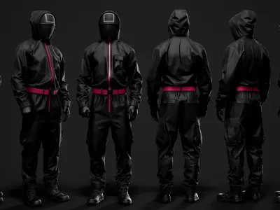 Squid Game  pink soldiers game ready Low-poly 3D model