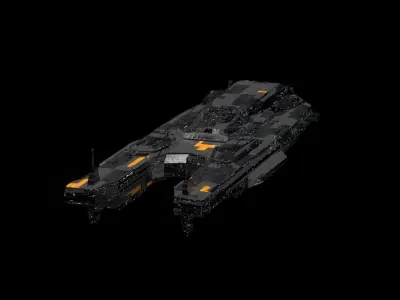 sleek spaceship corvette sci fi detailed low poly 3D Low-poly 3D model