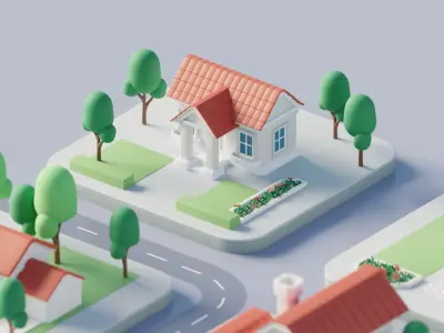 Cartoon Houses Low Poly Collection 3D model