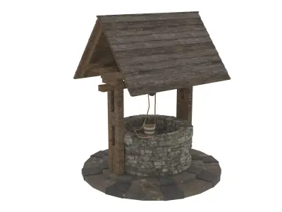 Medieval Well Low-poly 3D model 2