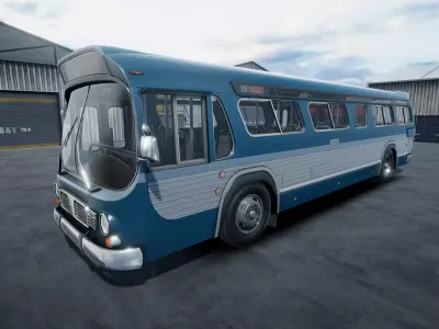 Classic Bus unity asset Low-poly 3D model