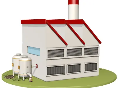 Cartoon Industrial Factory 3D model