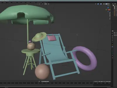 Tropical Summer Scene 3D Asset Kit 3D model