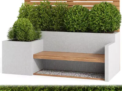 Urban Furniture with plant-set 01 3D model