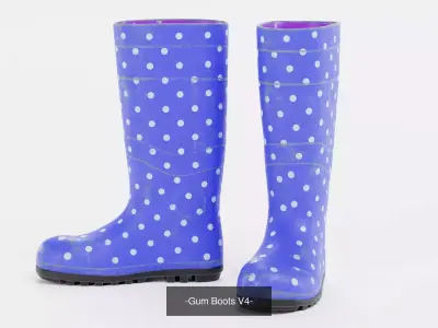 Rubber Gum Boots Collection - 4 Pairs of Rain Boots 3D Model Pack