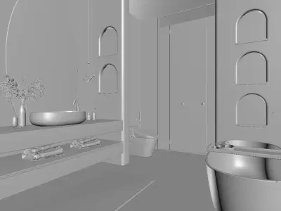 Modern main bathroom WC shower room 3D model
