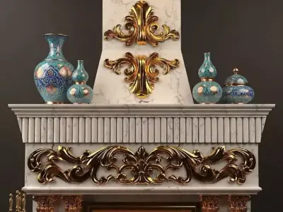 Classic Marble Fireplace CNC Pack 5- Models for ArchViz 