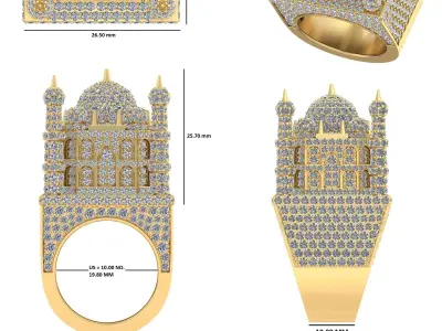 Taj Mahal Architectural Ring  CAD Jewelry Model 3D print model
