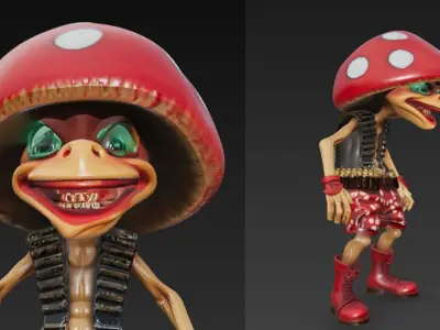 Mushroom Man Rigged Stylized Fantasy Character 3D Model 3D model