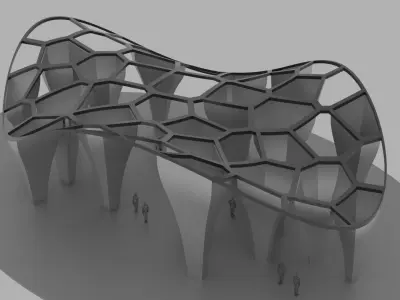 SciFi Voronoi Urban Pavilion 3D model