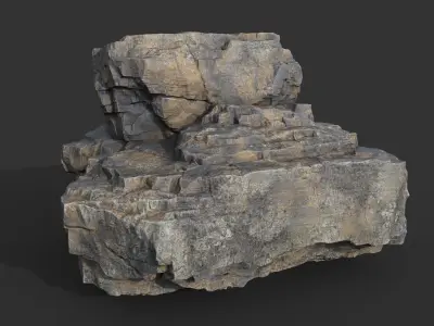 Realistic Granite Rock 02-250609 Low-poly 3D model