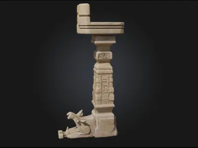 Ancient Pillar with Mythical Creature  Enigmatic Relic  3D model
