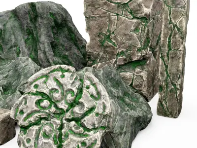 Rock stones cartoon pack 3D model