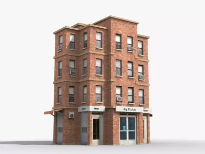 Apartment Building x17 Low-poly 3D model
