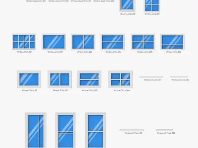 Low Poly Window Set - best for Ortographic Games  3D model