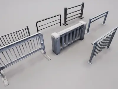 Modular Railing Pack Low-poly 3D model