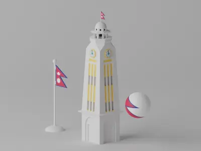 Ghanta Ghar Kathmandu Nepal 3D model