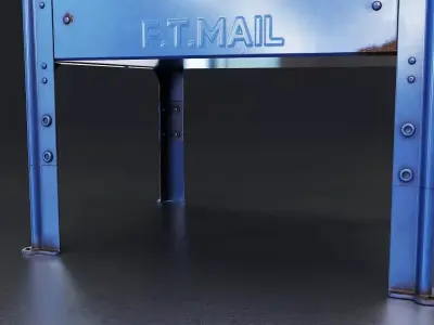 Blue Mailbox Low-poly 3D model