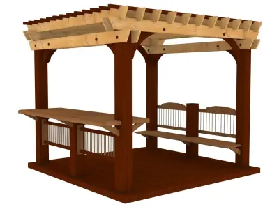 Patio Gazebo with Floor Low-poly 3D model